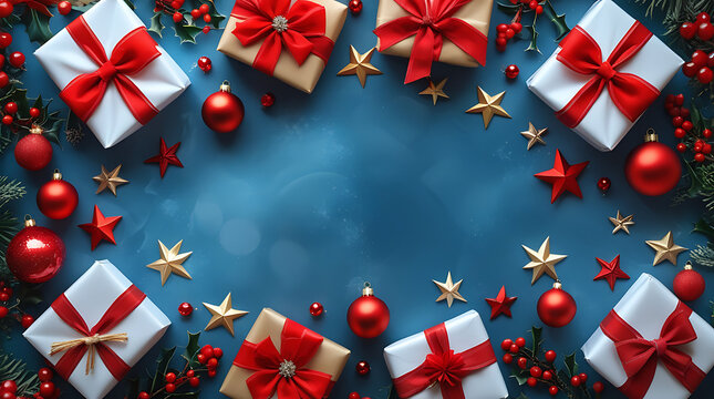 christmas background with stars - Powered by Adobe
