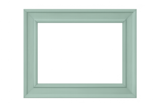 Mint green wooden picture frame with transparent background