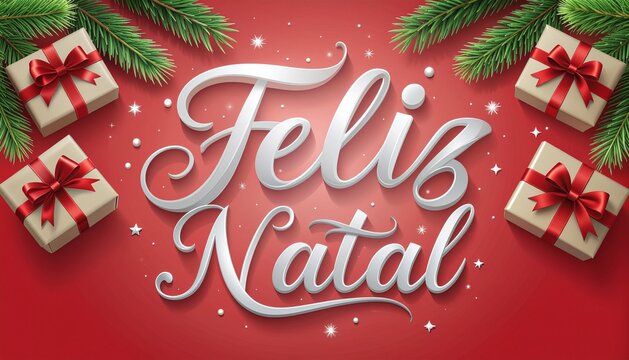 Christmas Gift and Tree Decorations with “Feliz Natal” Text