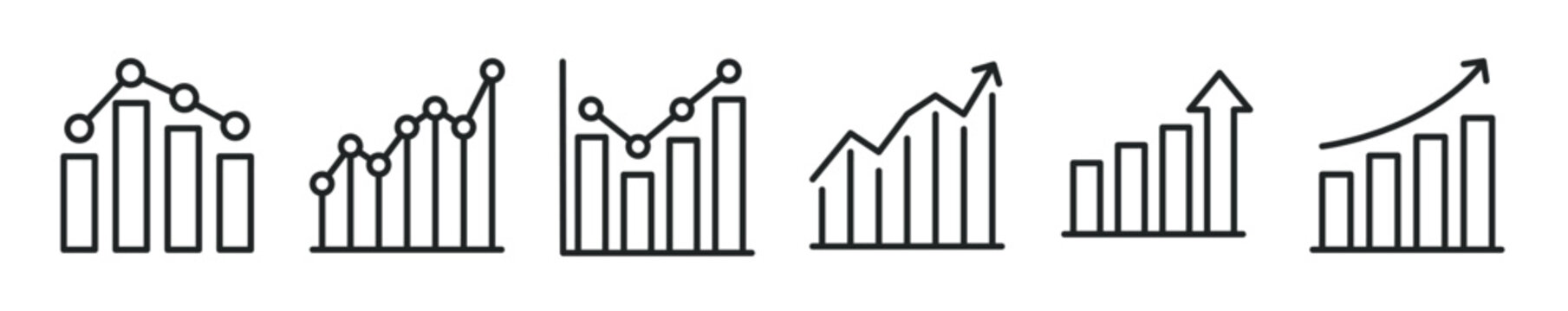 Statistics thin line icon set. Web minimal editable stroke icons