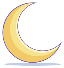 Whimsical stylized half moon graphic celestial symbol illustration