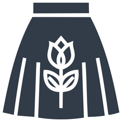 Stylish icon of a flared skirt featuring a beautiful tulip flower design graphic for fashion and apparel concepts