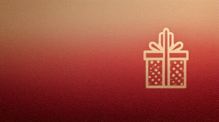 Elegant gift icon on shimmering red and gold background for festive promotions and holiday marketing, evoking warmth, joy and celebration.