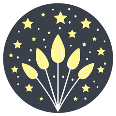 Glowing Candle Cluster in Night Sky with Stars Festive Dark Design