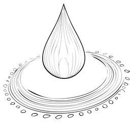 Minimalist abstract water drop icon with radiating ripples and circular splash effect