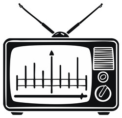 Vintage Television Set with Antenna and Signal Bars Retro Style Vector Illustration