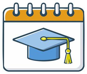Graduation Cap and Calendar Icon Symbolizing Academic Achievements and Scheduling