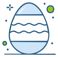 Decorated Easter Egg Illustration with Waves Stripes and Dots Holiday Design