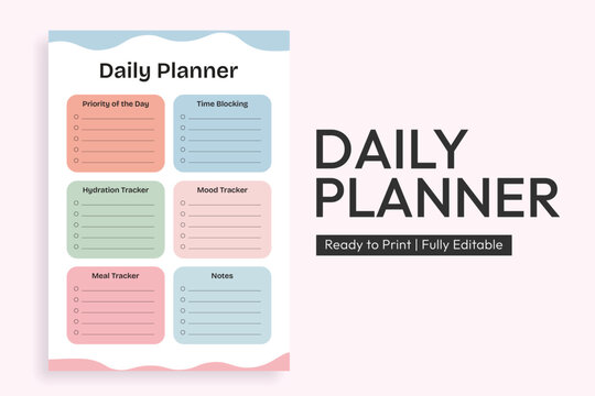 Minimalist Daily Planner Template with Task Lists, Trackers, and Notes, Daily to do list template, KDP Planner