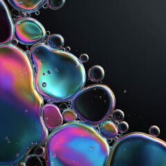 Iridescent Bubbles on Dark Background