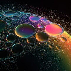 Iridescent Oil Droplets on Water Surface
