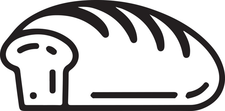 Simple line art illustration of a loaf of freshly baked bread, representing food and baking