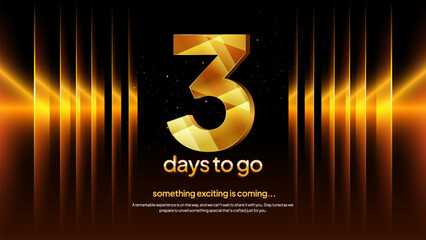 Golden Countdown Number 3 - Premium Three Days to Go Countdown Background for Event Promotion