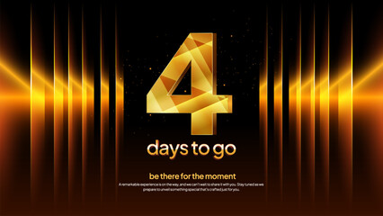 Golden Countdown Number 4 - Luxury Gold Four Days to Go Event Announcement and Promotional Background