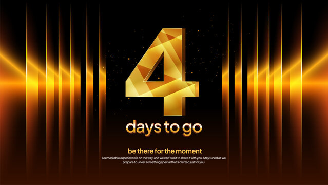 Golden Countdown Number 4 - Luxury Gold Four Days to Go Event Announcement and Promotional Background