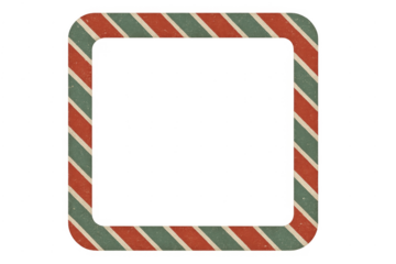 Vintage christmas candy cane striped frame transparent background