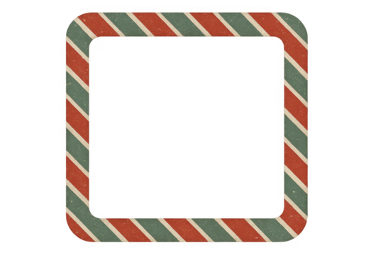 Vintage christmas candy cane striped frame transparent background