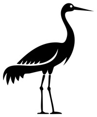 Obraz premium Elegant Black Silhouette of a Crane Bird Standing Still