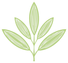 Naklejka premium Hand-drawn Illustration of Green Leaves with Veins, Botanical Art