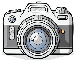 Vivid Cartoon Style Digital SLR Camera Illustration for Modern Photography Concepts