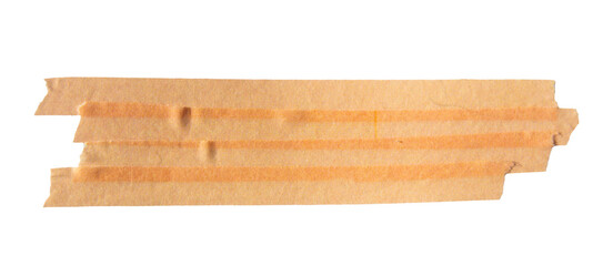 Ripped torn paper adhesive orange masking tape on transparent background