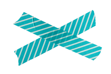 Blue adhesive sticky paper masking tape cut out design element, cross shape x