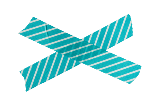 Blue adhesive sticky paper masking tape cut out design element, cross shape x