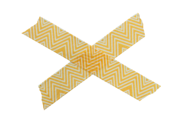 Yellow adhesive sticky paper masking tape cut out design element, cross shape x