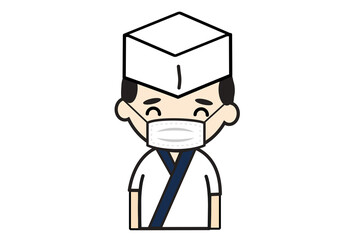 マスクをする板前のイラスト