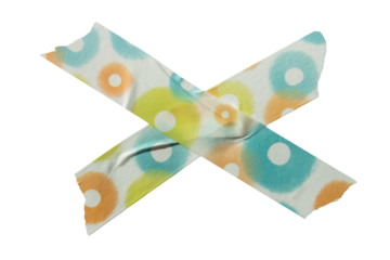 Ripped torn paper adhesive colorful dot pattern masking tape on transparent background, washi tape design element