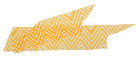 Ripped torn striped yellow adhesive tape on transparent background, washi tape design element