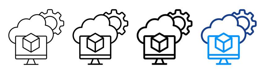 Virtual Machine Icon Different Style Outline Collection Set