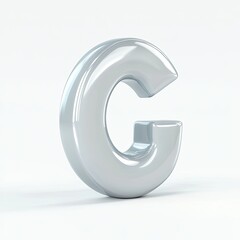 3D rendered, light gray capital letter G.  Glossy, rounded,  letter form,  isolated on white background