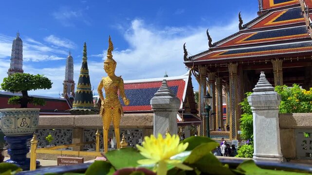 BANGKOK, August 20, 2022: Wat Phra Kao. The Temple of the Emerald Buddha. The most sacred Buddhist temple in Thailand. The temple is home to the Royal Library and the Chakri Dynasty Mausoleum.4К
