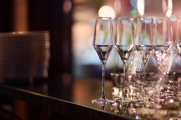 Close-Up of Empty Wine Glasses