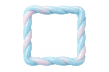 Twisted marshmallow candy frame in pastel colors