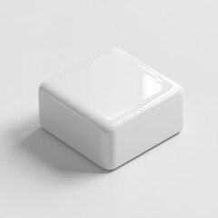 Solid white square block, glossy surface, simple geometric shape