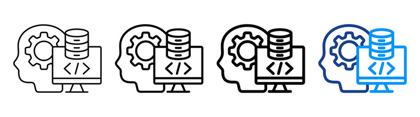 Backend Logic Icon Different Style Outline Collection Set