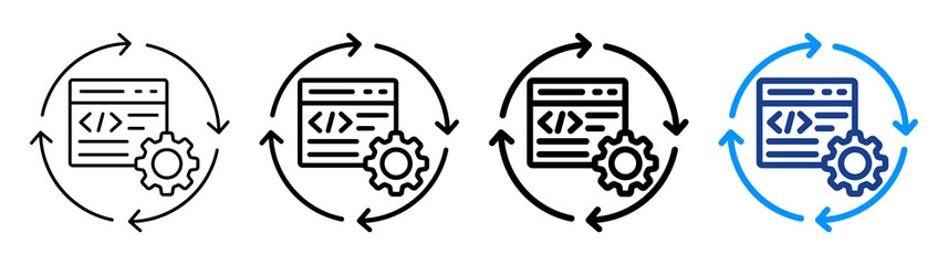 Obraz premium Code Optimization Icon Different Style Outline Collection Set