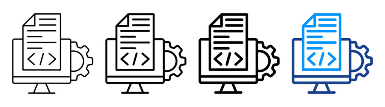 Compiler Icon Different Style Outline Collection Set