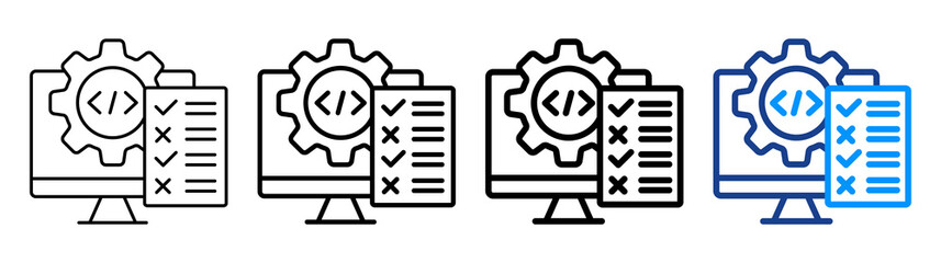 Software Testing Icon Different Style Outline Collection Set
