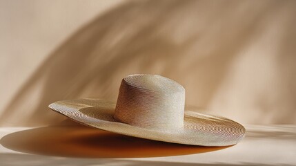 brimmed hat on a plain beige background