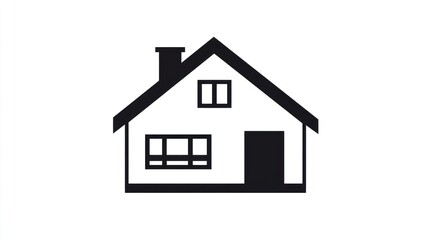 Obraz premium Simple house icon, white background, homeownership, real estate
