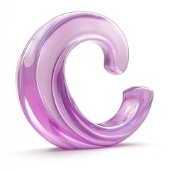 3D rendered, translucent, purple letter C