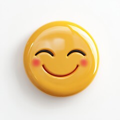 Round, yellow emoticon with a happy, blushing face