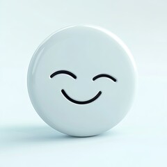 3D rendered, round, white emoticon with a happy expression