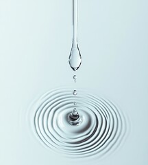 A single water droplet falling, creating ripples