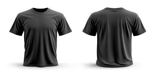 Blank black t-shirt front and back view