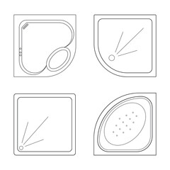 CAD drawings. View from above. Set of ceramic shower trays. For the design of buildings and structures