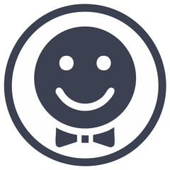 Fototapeta premium Gentleman emoticon icon with a smile and bow tie symbolizing excellent service or a happy customer